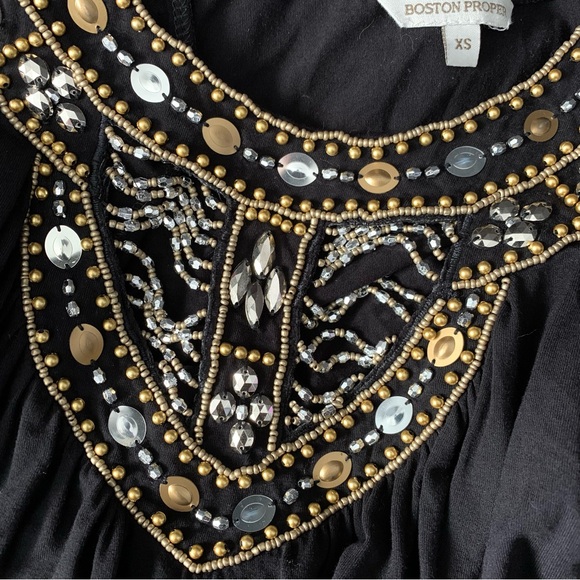 Boston Proper Cold Shoulder Bead Embellished Mini Dress - Picture 4 of 6
